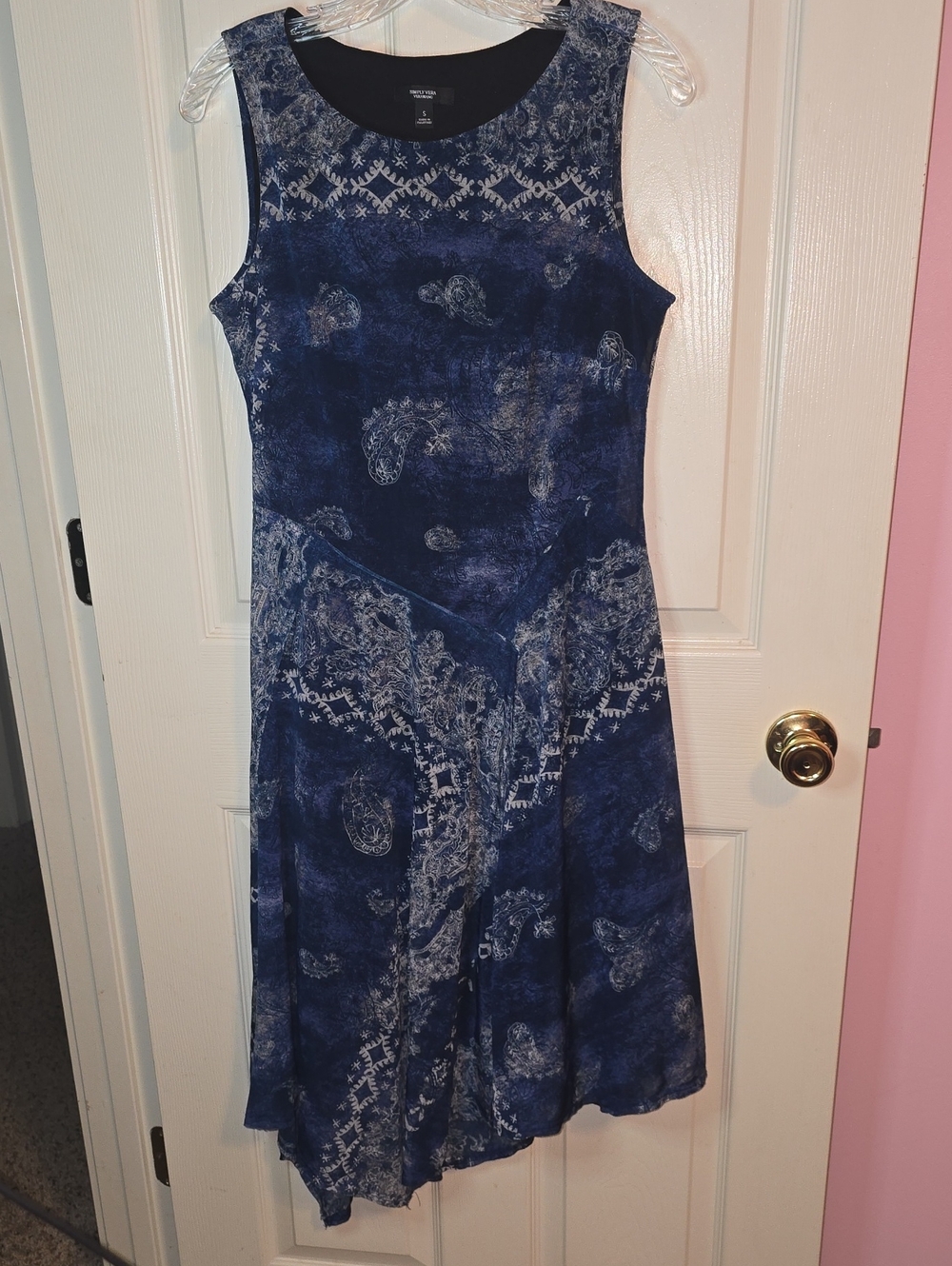 Simply Vera Vera Wang Navy Blue Patterned Midi‎ Dress